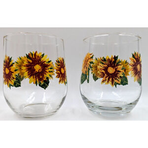 Glassware Double Old Fashioned Sunflower by Royal Norfolk Set of 2 Unused